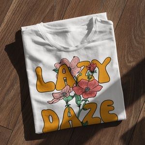 Handmade Retro Floral Lazy Daze Shirt